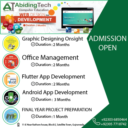 Android App Development Web Designing and Development Flutter App Development Office Management Graphic Designing Final year Project Ideas and Preparations in Gujranwala